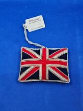 St. Nicolas United Kingdom Union Jack Flag Ornament Velvet & Coiled Wire Accents picture