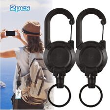 2 Pack Retractable Tactical Key Chain Reel Holder Heavy Duty Cord Carabiner picture