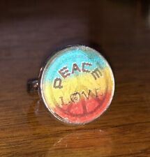 Vintage 1960's Peace Love Sign Flicker Ring Cracker Jack Gumball Machine Prize  picture