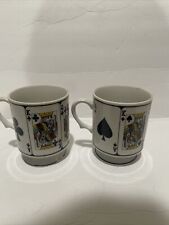 2 Vintage Poker Royal Flush Spade Clubs Playing Card Coffee Mug Cups Japan Game picture