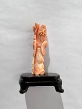 Antique rare Chinese carved salmon coral Guanyin Figure Hand Carved 6,5 cm picture