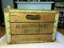 RARE VINTAGE BEAUTIFUL WOOD DAIRY MILK BOTTLE CRATE ALIQUIPPA DAIRY BEAVER PA picture
