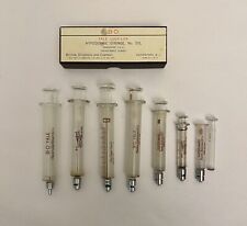 Vintage Lot of 8 BD Multifit Luer Lock Super Ward Glass Syringes Metal Tips picture