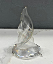 Vintage Stunning Hand Blown Delicate Clear Art Glass Hanging Twisted Bud Vase picture