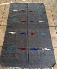 Vintage Woven Mexican Blankets - Thunderbird Flying Birds 82x47” Gray W/birds picture