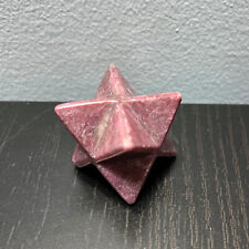 1.75in 44mm Natural Rhodonite Merkaba Star Carved Crystal Reiki Healing picture