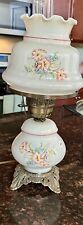 Vtg Gone With The Wind hurricane parlor electric table lamp hand painted 17