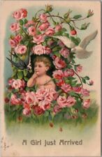Vintage Birth Announcement Embossed Postcard 