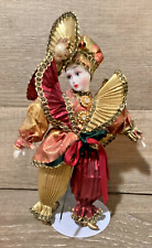 Vtg Harlequin Jester Clown Porcelain Figure on a Stand 9