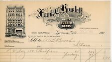1903 Frank C Howlett Vintage Billhead Syracuse New York India Rubber Goods picture