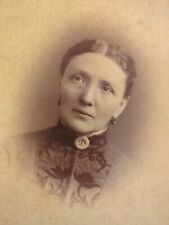 Antique Cabinet Card Pensive Woman Portrait 1870s Bowers PhotoArtist Brooklyn NY picture