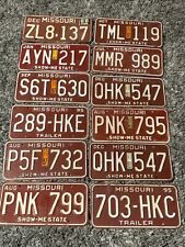Vintage Missouri License plate lot of 12 early as 66 Maroon and White Garage picture