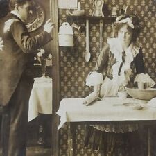 Man Cheating French Maid Cook Adultery Mistress Wife Coming Stereoview J170 picture
