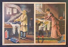 Happy Woman & New Process Starch~Sad Chinese Man Irons w Old One~Trade Card 1880 picture