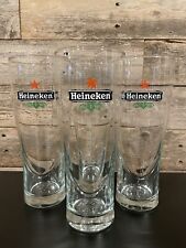 Heineken Red Star Logo 16oz Etched Bottom Beer Glasses - Set of  4. picture