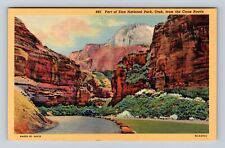 Zion National Park, Panoramic View, Series #885, Vintage Souvenir Postcard picture