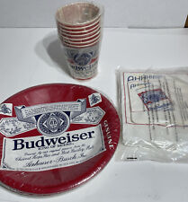 Vintage Budweiser Hallmark Plates Glasses Napkins Disposable Deep Dish Paper picture