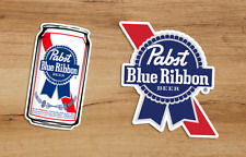 PBR Pabst Blue Ribbon Beer Premium Quality Vinyl 2 Sticker Pack Decal 3x2 picture