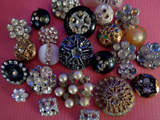 LOT OF RHINESTONE TLC BUTTONS- METAL, PLASTIC & GLASS picture