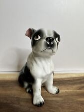 Vintage Porcelain Boston Terrier Puppy Coin Bank  ** Missing Bottom Stopper picture