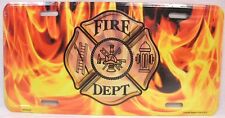 Fire Dept Fighter Flames License Plate Car Truck Tag Fireman Firefighter Rescue picture