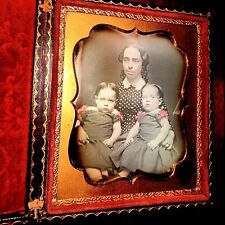 6th Plate Dag Women & Twins Girls Tinted 1850s 7366A picture