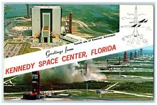 1969 Greetings From Kennedy Space Center Florida FL, Split View Vintage Postcard picture