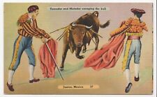 Bullfighting Enraging the Bull Juarez Mexico Linen Unposted Postcard picture