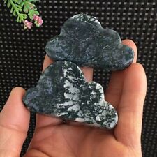89g 2pcs Moss Agate Slab Small Cloud Mountain Shaped Carving Quartz Crysta picture