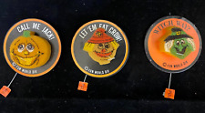 Set of 3 1970's Vintage HALLOWEEN  Changing Face Pin on Witch Pumkin Scarecrow picture