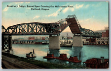 Portland, Oregon - Broadway Bridge, Williamette River - Vintage Postcard 1914 picture