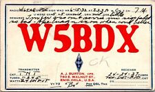 Vtg Ham Radio CB Amateur QSL QSO Card Postcard OKLAHOMA W5BDX ENID 1932 picture