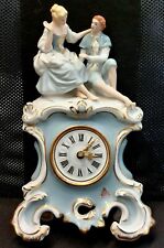Vintage Porcelain Royal Dux Bohemia Figurines Quartz Clock Romance 11.75
