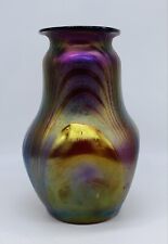 Rindskoph? Bohemian Or Silesian c. 1900 Iridescent w/ Pulled Loop Decor Vase picture
