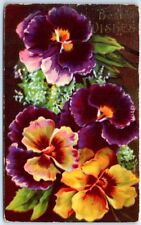 Postcard - Best Wishes with Flowers Art Print picture