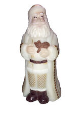 Fenton Art Glass Milk Satin Santa Clause w/Cat Golden Age Hand Painted S. Fisher picture