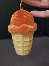 Vintage Flocked Red Icecream Cone Cake cone Plastic Christmas Ornament Faded ... picture