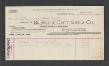 1903 BREWSTER CRITTENDEN &CO { WHOLESALE GROCERS } ROCHESTER NY ANTIQUE BILLHEAD picture