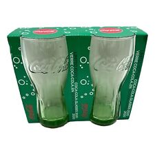 McDonalds Coca-Cola Glasses Green Limited Edition 2020 Set of 2 New picture