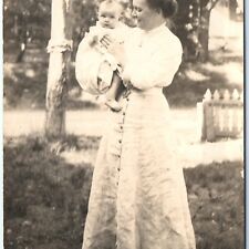 c1910s Adorable Mother Grandmother RPPC Holds Baby Boy Bright Eyes Big Ears A151 picture