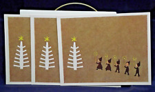 3 Vtg Caspari Elf Christmas Cards Unused Lise Ottesen Denmark Envelopes READ picture