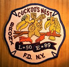 GEMSCO NOS FDNY Vintage Patch LADDER 50 - ENGINE89 CUCKOO'S NEST BRONX NYC NY picture