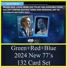 GREEN RARE+RED+BLUE 132 CARD SET-NEW 77’s 2024-TOPPS STAR WARS CARD TRADER picture