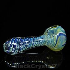 3.5 inch Handmade 3 Color Swirl Blue White Green Tobacco Smoking Bowl Glass Pipe picture