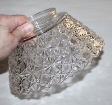 Unique Early 1950's Clear Pressed Glass Daisy Dot Lamp Shade W/ 4