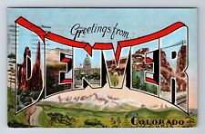 Denver CO-Colorado, LARGE LETTER Greetings, Antique, Vintage c1945 Postcard picture