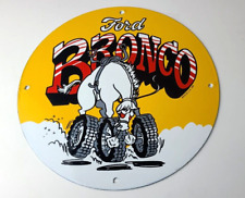 Vintage Ford Bronco Sign - Gas Pump Service Porcelain Sign - Porcelain Auto Sign picture