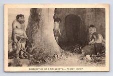 Vtg Neanderthal Family Group Exhibit Field Museum Chicago Illinois IL Postcard picture