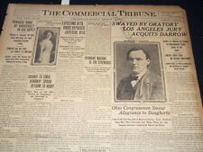 1912 AUGUST 18 COMMERCIAL TRIBUNE NEWSPAPER - DARROW ACQUITTED - NT 9425 picture