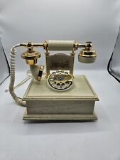 Vintage Deco-Tel French Provincial Style Cream Gold Brass Rotary Phone Untested picture